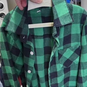 Green and Black Plaid Kids Button Down Shirt